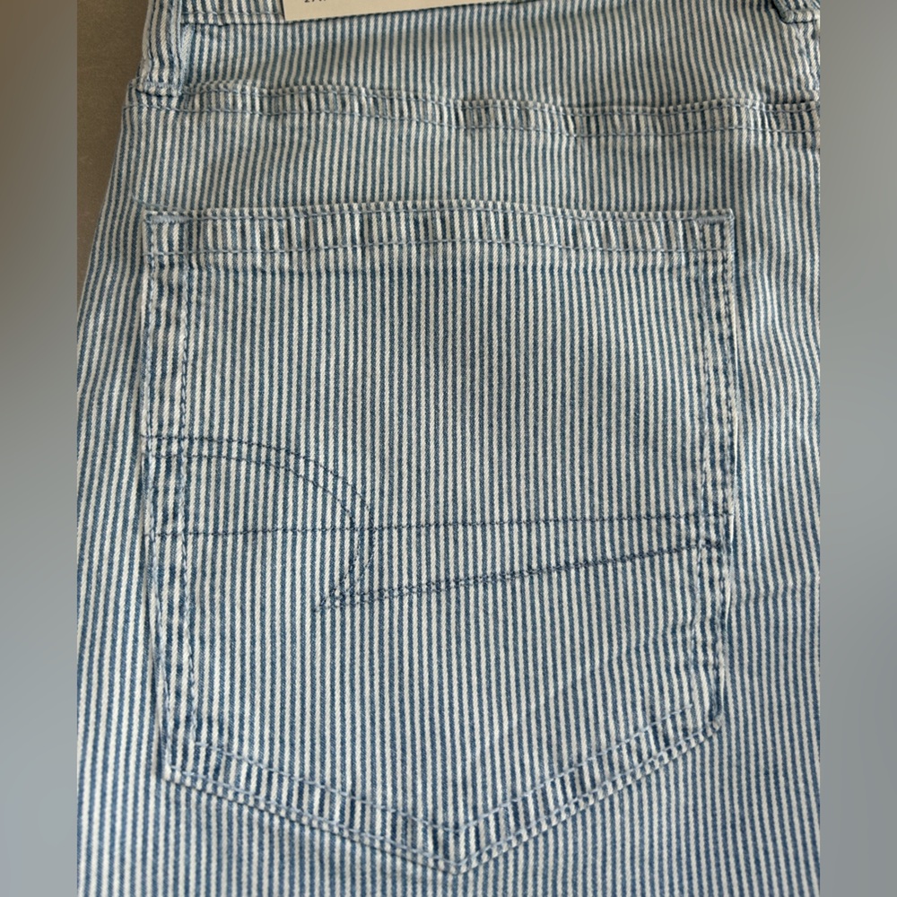 American Eagle Outfitters Striped Jean Shorts Stretch High Rise 98% Cotton - Picture 10 of 16